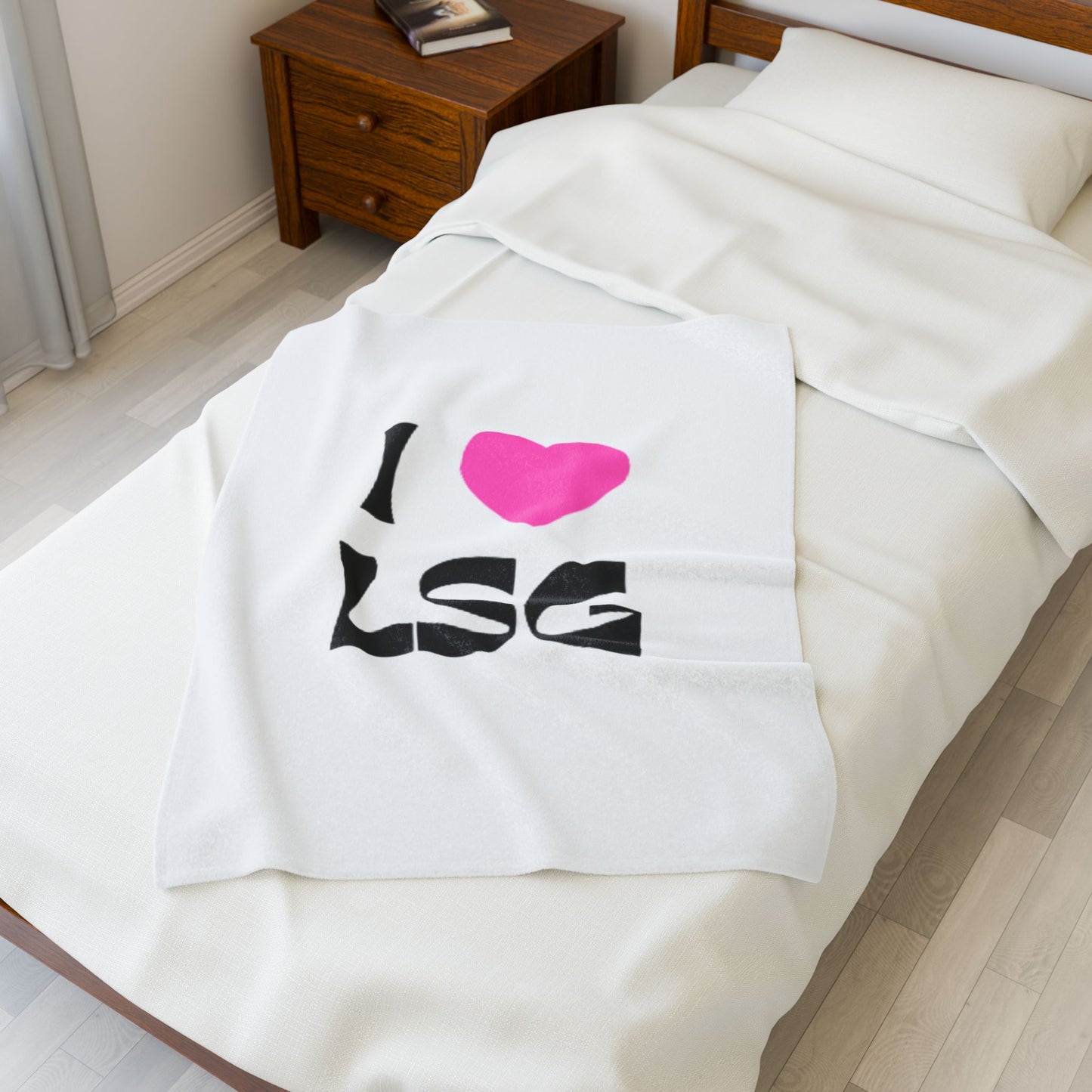 I <3 LSG Plush Blanket- White